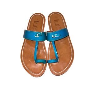 K Jacques St. Tropez Ganges Blue PAtent LEather Thong Sandals   Size: EU36/US 6
